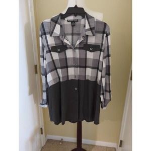 Michael Tyler Womans Tunic Top Black Multicolor 3/4 Sleeve Size LG